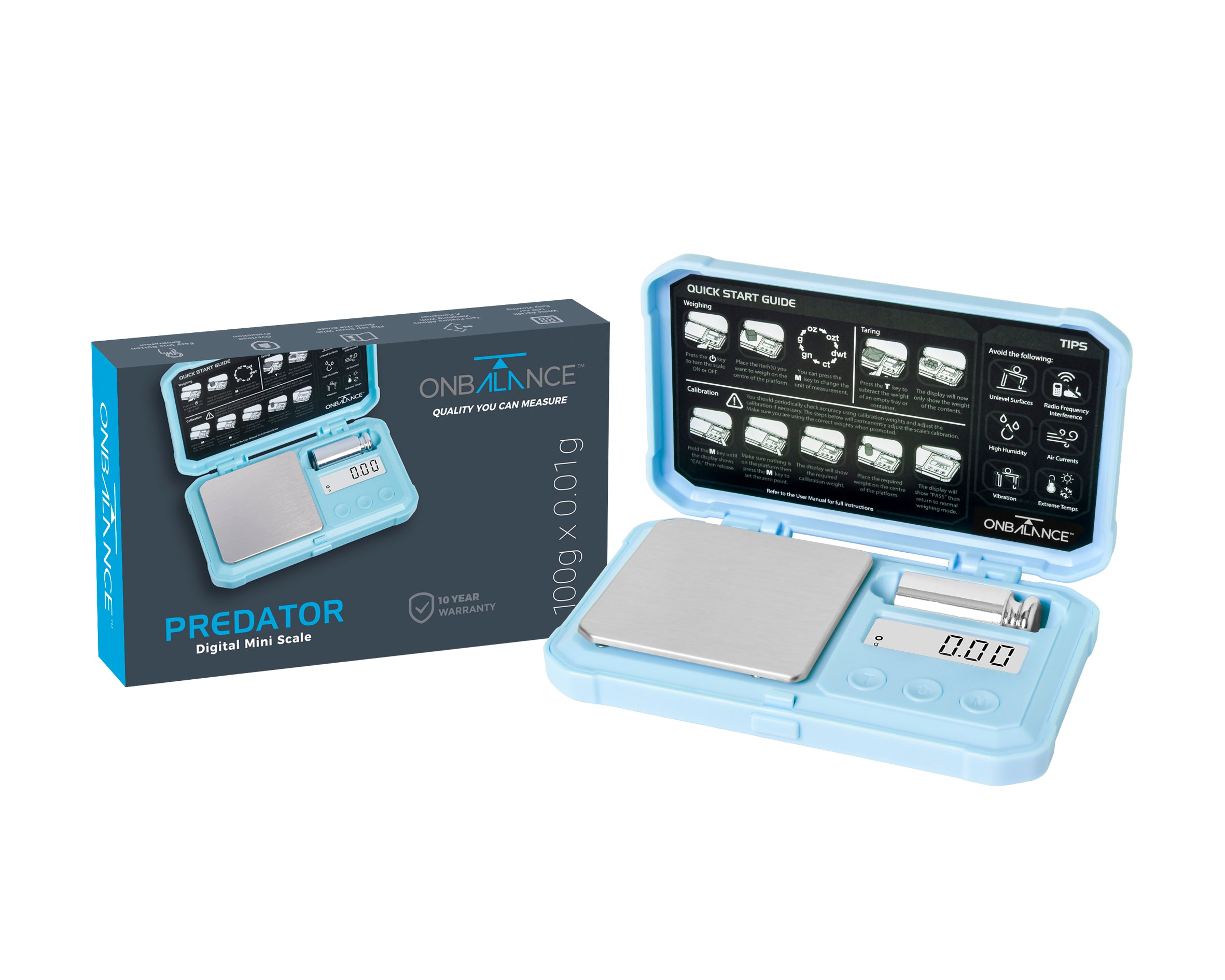 PR-100-BL On Balance PREDATOR Pocket Scale - Blue 100g x 0.01g