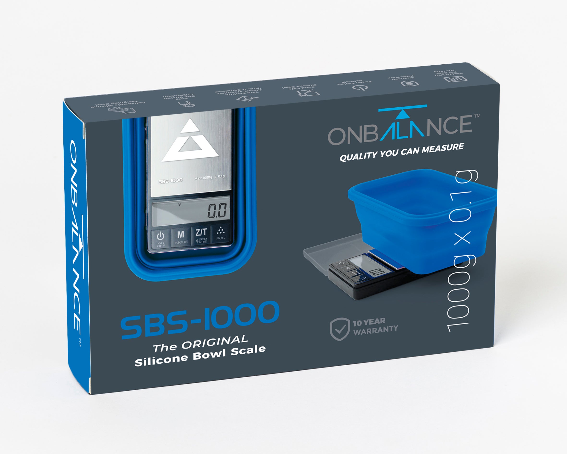 SBS-1000 On Balance The ORIGINAL Silicone Bowl Scale - Blue 1000g x 0.1g