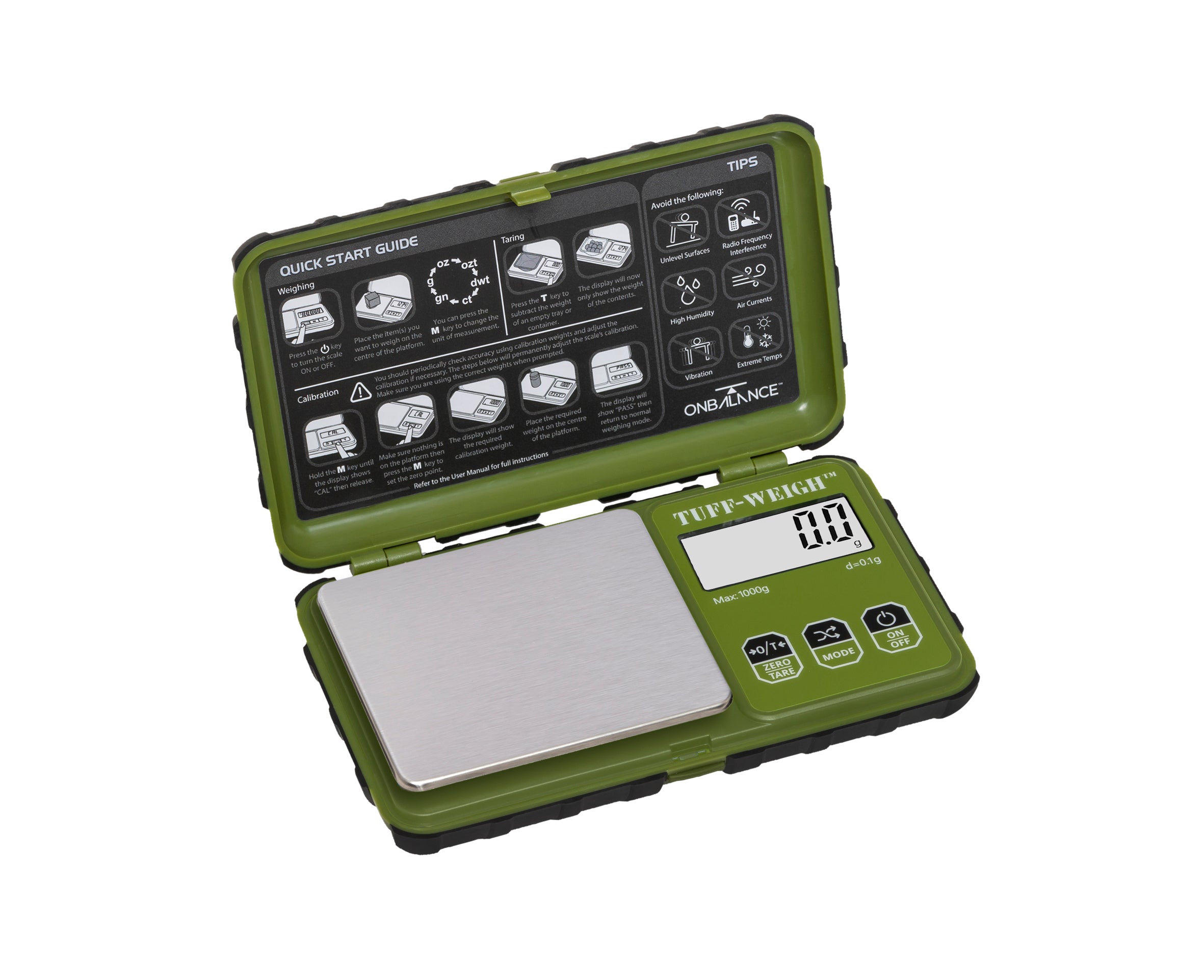 TUF-1000-GN On Balance Tuff-Weigh Pocket Scale - Green 1000g x 0.1g