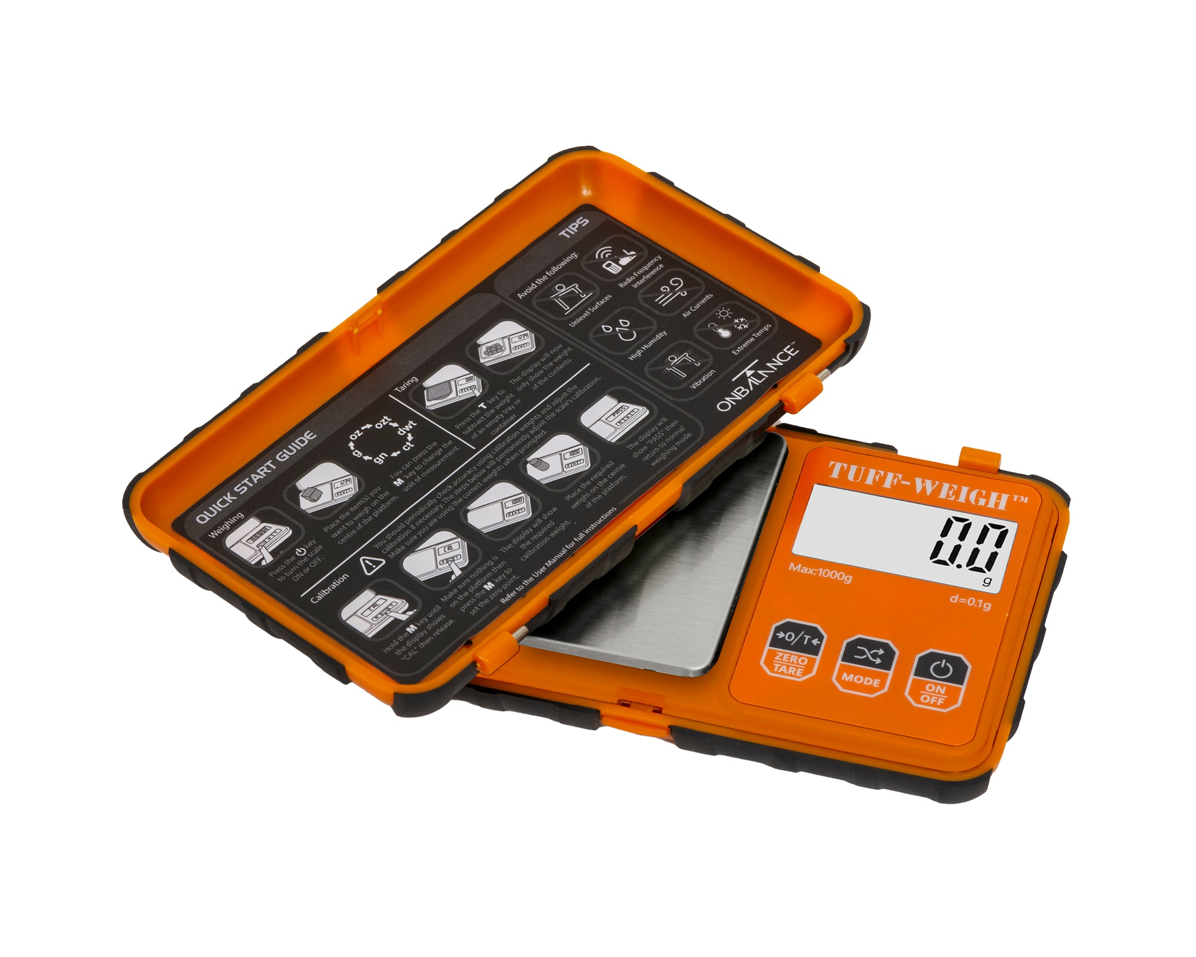 TUF-1000-OR On Balance Tuff-Weigh Pocket Scale - Orange 1000g x 0.1g