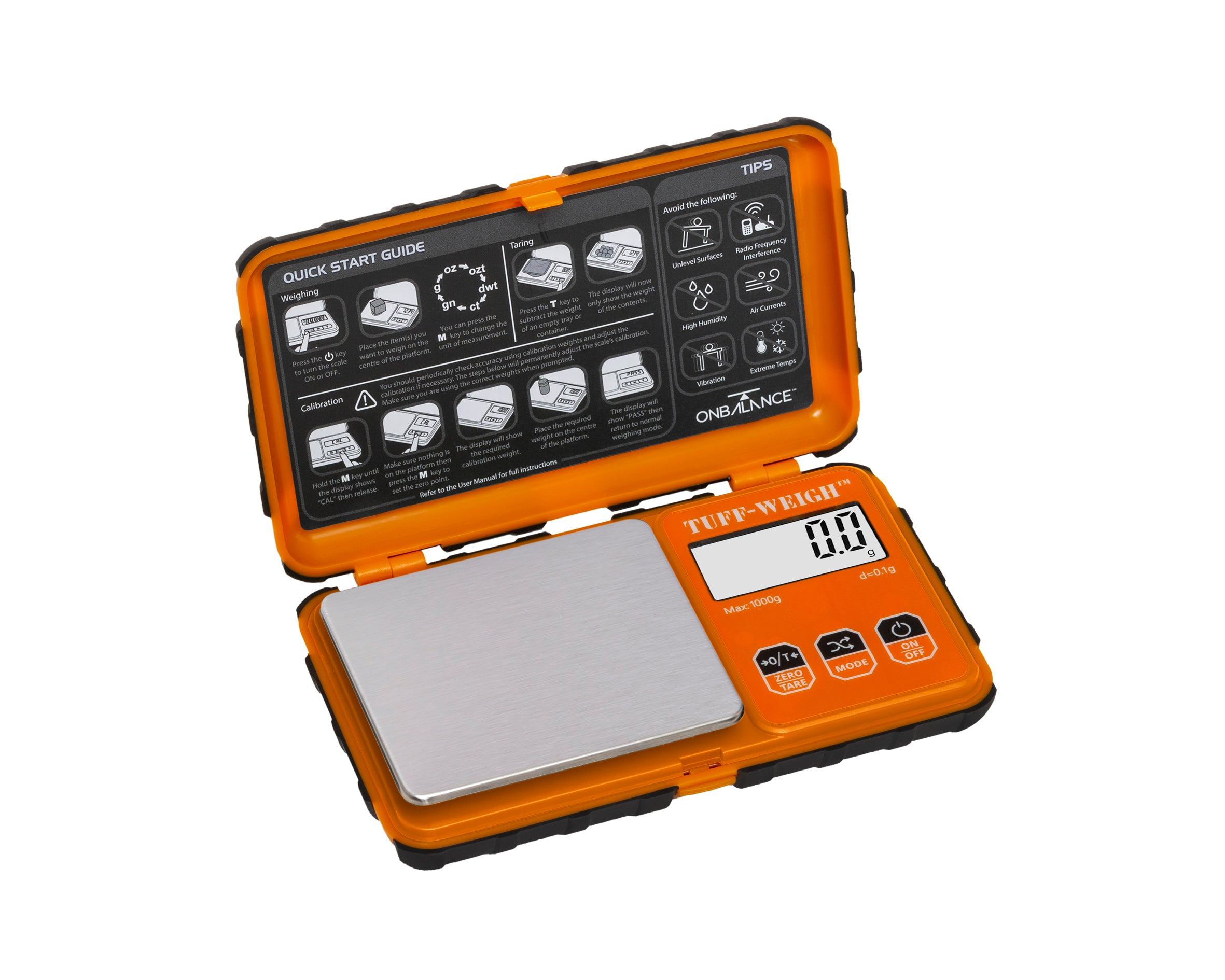 TUF-1000-OR On Balance Tuff-Weigh Pocket Scale - Orange 1000g x 0.1g