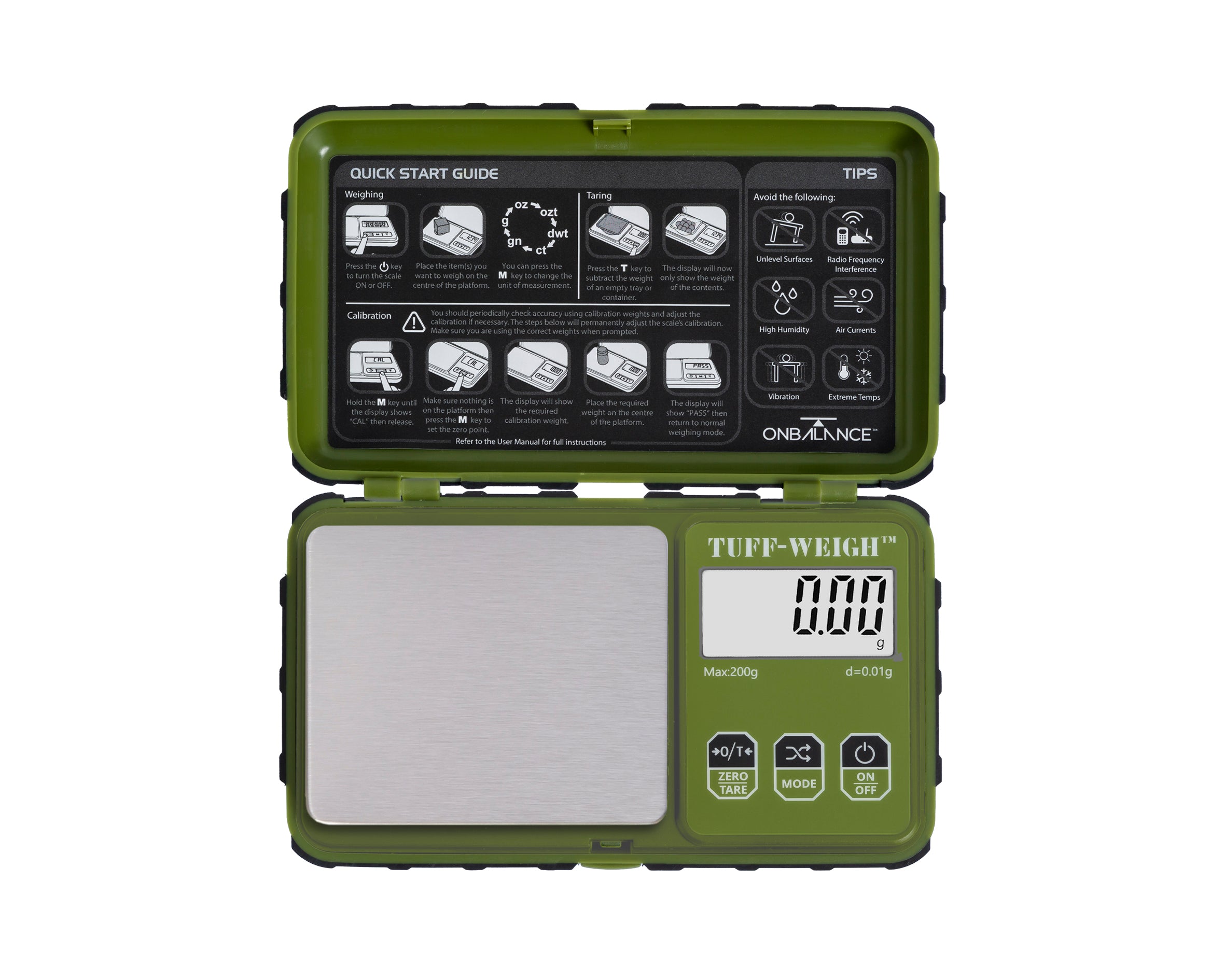 TUF-200-GN On Balance Tuff-Weigh Pocket Scale - Green 200g x 0.01g