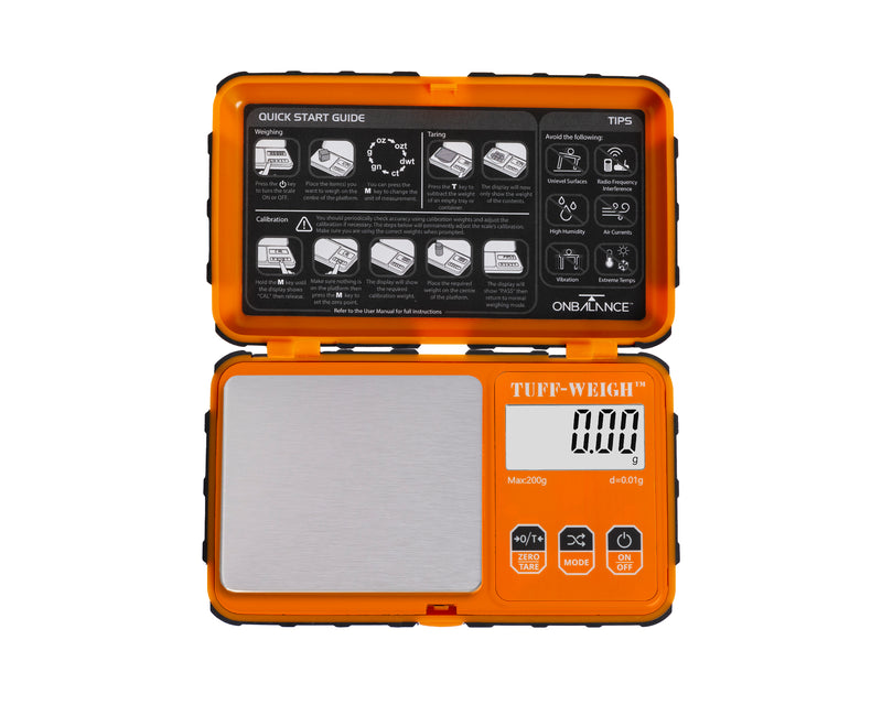 TUF-200-OR On Balance Tuff-Weigh Pocket Scale - Orange 200g x 0.01g