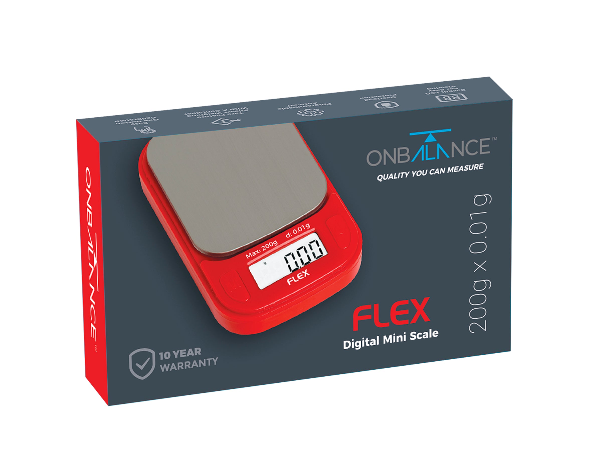 FL-200-RD FLEX ON BALANCE DIGITAL MINI SCALE 200G X 0.01G - RED