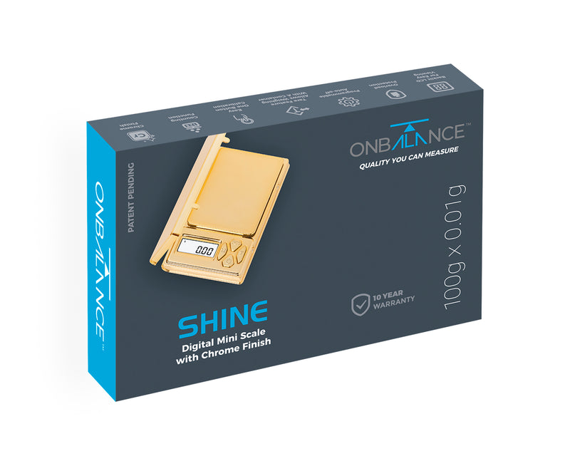 SH-100-GO CHROME GOLD ON BALANCE SHINE DIGITAL MINI SCALE 100G X 0.01G