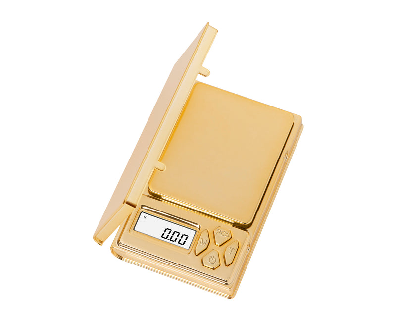 SH-100-GO CHROME GOLD ON BALANCE SHINE DIGITAL MINI SCALE 100G X 0.01G